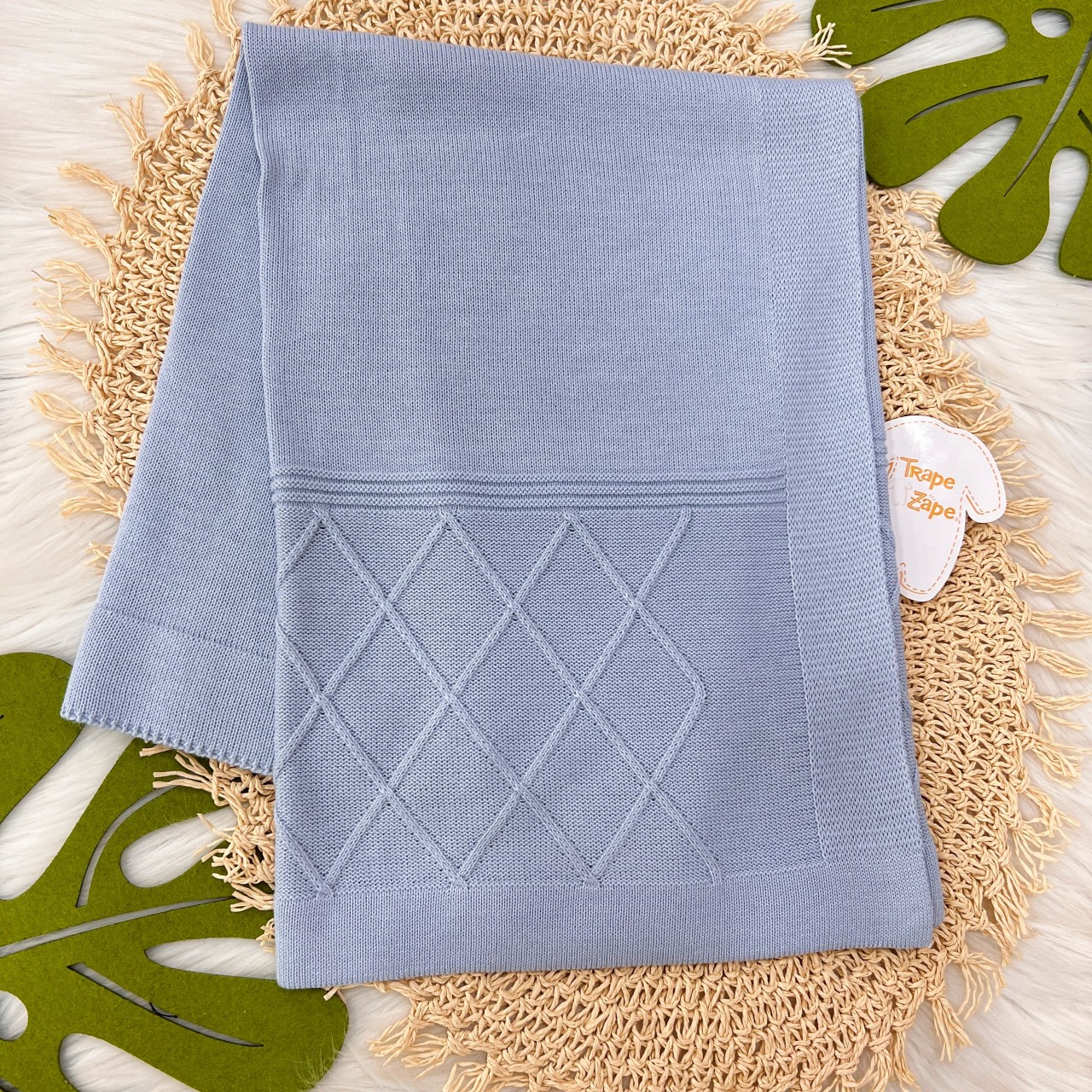 Manta de linha Losango Azul Bebê